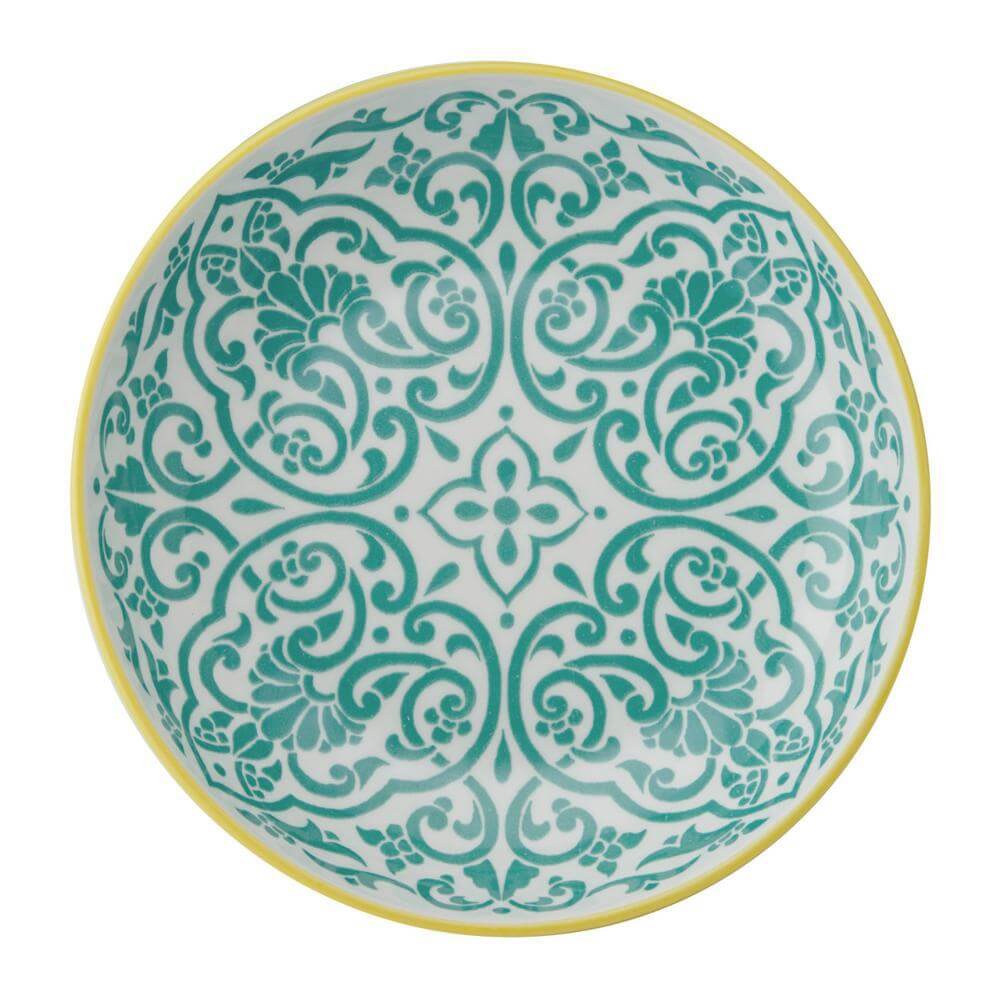 Kitchencraft Mikasa Yellow and Blue Geometric Ceramic Bowl